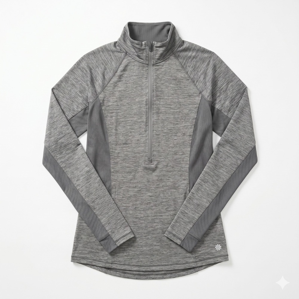 Athleta Quarter Zip Pullover Women's Small Gray Heathered Stretch sz S